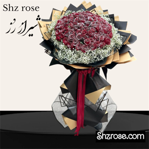 دسته گل بزرگ رز سرخ و عروس