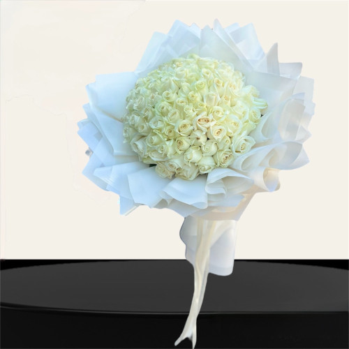 دسته گل 100 شاخه رز سفید